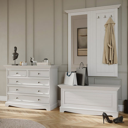 SEO. Bologna Elegante Massivholz Kiefer Spiegel Garderobe | Farbe weiß - Linkreich