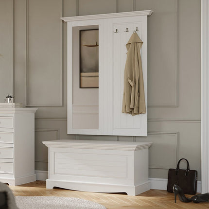 SEO. Bologna Elegante Massivholz Kiefer Spiegel Garderobe | Farbe weiß - Linkreich