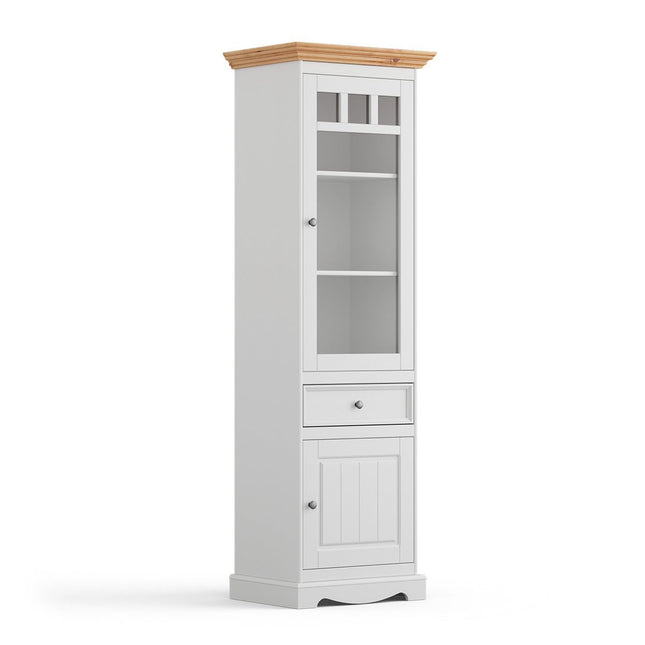 SEO. Bologna Elegante Massivholz Kiefer Vitrine 1 - Türig | Farbe Weiß - Kiefer - Linkreich