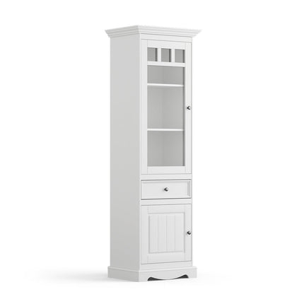 SEO. Bologna Elegante Massivholz Kiefer Vitrine 1 - Türig | Farbe weiß - Linkreich