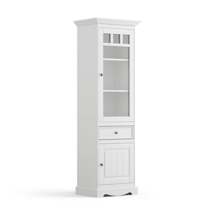 SEO. Bologna Elegante Massivholz Kiefer Vitrine 1 - Türig | Farbe weiß - Linkreich
