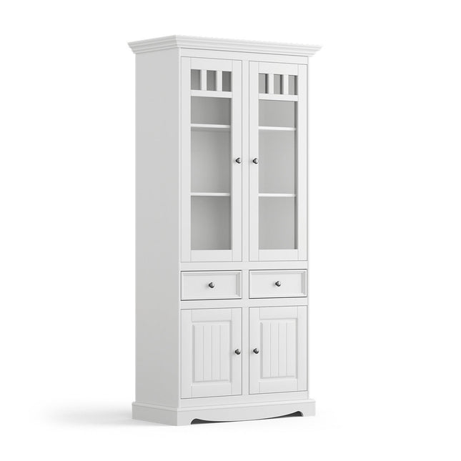 SEO. Bologna Elegante Massivholz Kiefer Vitrine 2D | Farbe weiß - Linkreich
