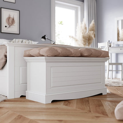 SEO. Bologna Elegante Massivholz Kieferbett 90 - 180cm | Farbe weiß - 90 x 200 cm Linkreich