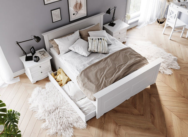 SEO. Bologna Elegante Massivholz Kieferbett 90 - 180cm | Farbe weiß - 90 x 200 cm Linkreich