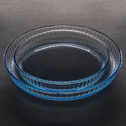 Borart Auflaufform Set 2-teilig rund, Ø 26 + Ø 32 cm, Glas, ofen- und mikrowellenfest