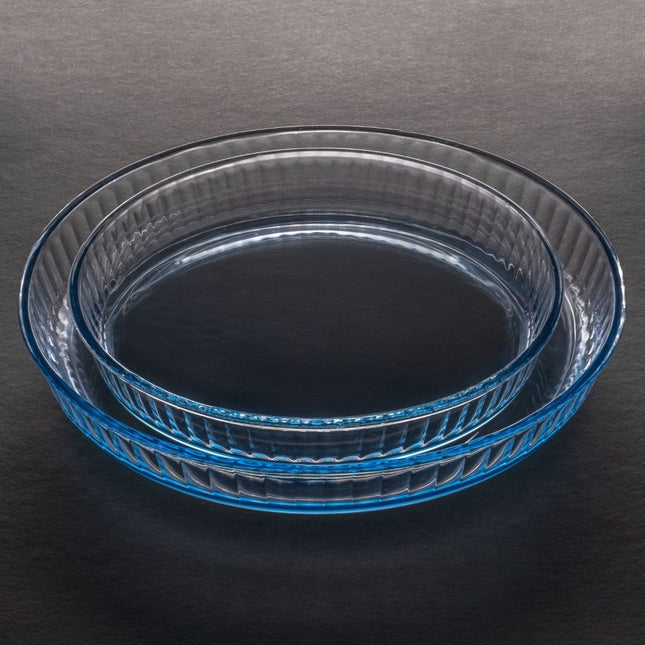 Borart Auflaufform Set 2-teilig rund, Ø 26 + Ø 32 cm, Glas, ofen- und mikrowellenfest