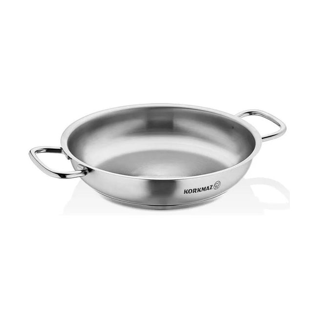Korkmaz Proline Paellapfanne 20 cm 1,0 l – mit zwei Griffen, Edelstahl satiniert