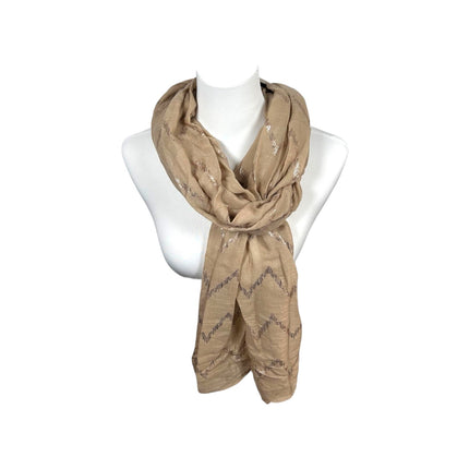 Sommer Damen Schal » Zick Zack Muster » leichter Sommerschal 180 x 70 cm » Halstuch mit glänzendem Zickzack Aufdruck » Damenschal weich & dünn