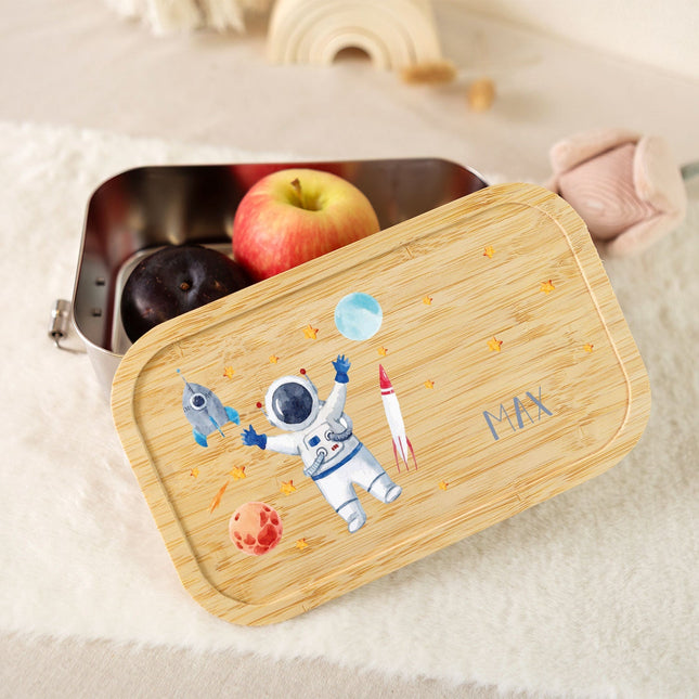 SEO. Brotdose mit Deckel für Kinder mit UV - Druck im "Astronaut" Design - Klein Linkreich