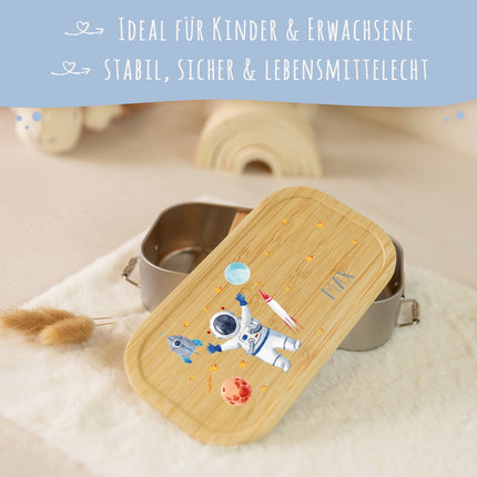 SEO. Brotdose mit Deckel für Kinder mit UV - Druck im "Astronaut" Design - Klein Linkreich