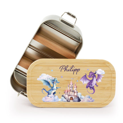 SEO. Brotdose mit Deckel für Kinder mit UV - Druck im "Drache" Design - Klein Linkreich