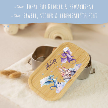 SEO. Brotdose mit Deckel für Kinder mit UV - Druck im "Drache" Design - Klein Linkreich