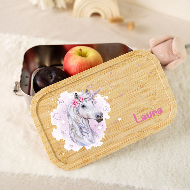 SEO. Brotdose mit Deckel für Kinder mit UV - Druck im "Einhorn" Design - Klein Linkreich