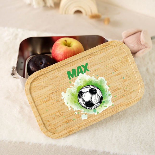 SEO. Brotdose mit Deckel für Kinder mit UV - Druck im "Fussball" Design - Klein Linkreich