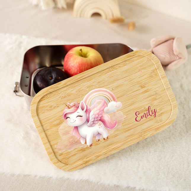 SEO. Brotdose mit Deckel für Kinder mit UV - Druck im "Pegasus" Design - Klein Linkreich