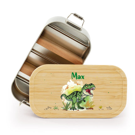 SEO. Brotdose mit Deckel für Kinder mit UV - Druck im "T - Rex" Design - Klein Linkreich