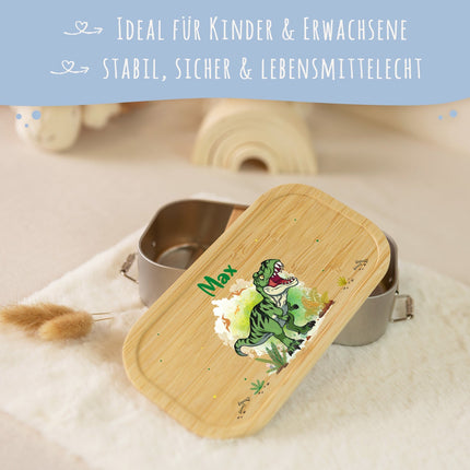 SEO. Brotdose mit Deckel für Kinder mit UV - Druck im "T - Rex" Design - Klein Linkreich