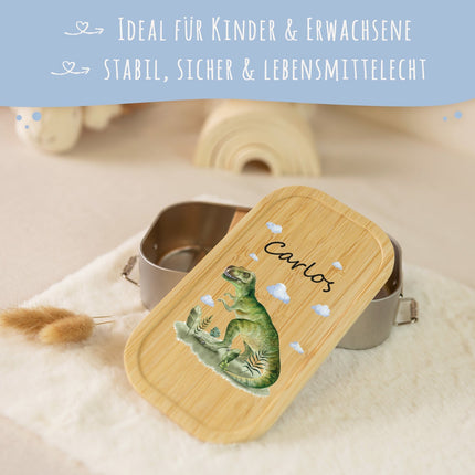 SEO. Brotdose mit Deckel für Kinder mit UV - Druck im "T - Rex V2" Design - Klein Linkreich