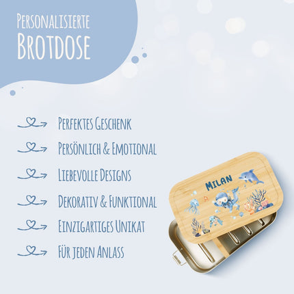 SEO. Brotdose mit Deckel für Kinder mit UV - Druck im "Taucher" Design - Klein Linkreich