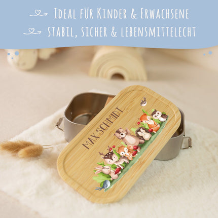 SEO. Brotdose mit Deckel für Kinder mit UV - Druck im "Tiergruppe Waldtiere" Design - Klein Linkreich