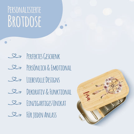 SEO. Brotdose mit Deckel für Kinder mit UV - Druck im "Traumfänger" Design - Klein Linkreich