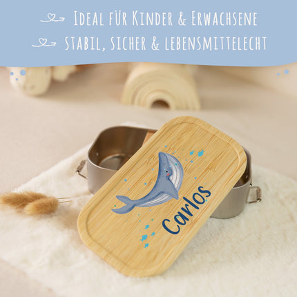 SEO. Brotdose mit Deckel für Kinder mit UV - Druck im "Wal" Design - Klein Linkreich