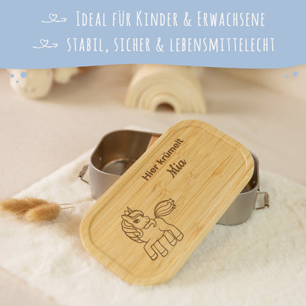 SEO. Brotdose mit graviertem Deckel für Kinder im "Fee" Design - Klein Linkreich