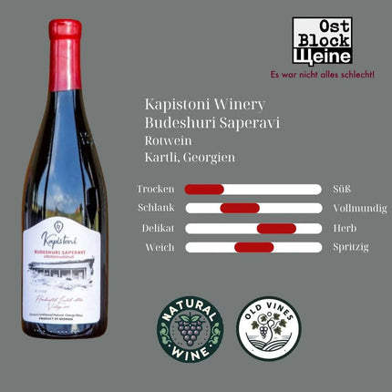 SEO. Budeshuri Saperavi Qvevri 2022 – Rotwein trocken aus Georgien – Kapistoni - Linkreich