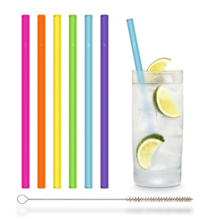 SEO. Bunte Glasstrohhalme 6x 20cm Gerade NEON Regenbogen - Linkreich