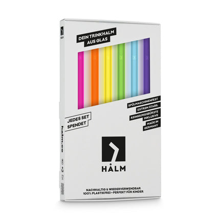 Bunte Glasstrohhalme 6x 20cm Gerade NEON Regenbogen (Glastrinkhalme) kaufen bei Linkreich – Jetzt entdecken!
