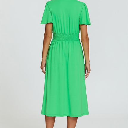 Angel Sleeve Jersey Midi Dress In Green