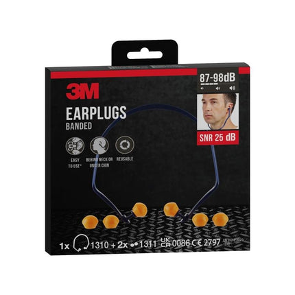 Auslaufartikel: 3M™ Bügelgehörschutz 1310 + 2 Paar Ersatzstöpsel, SNR-Wert 24 - 25 dB (je nach Trageposition), Orange, 1BE+2PRRP/Packung | Packung (1 Stück)