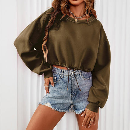 Perfectly Oversized Cropped Sweatshirt In Khaki