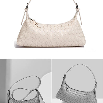 Braided Shoulder - Handbag In Off White