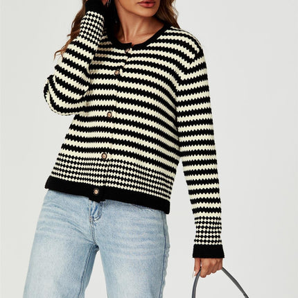 Geo Pattern Knitted Cardigan In Black