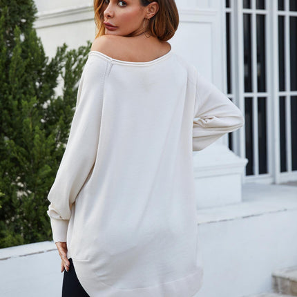 Oversize Knitted Jumper Top In Ecru