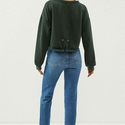 Perfectly Oversized Cropped Sweatshirt In Dark Green