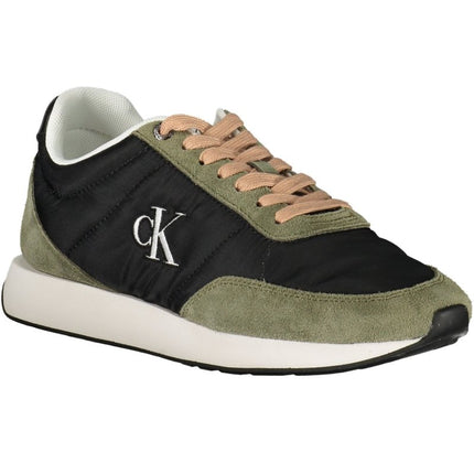 SEO. CALVIN KLEIN Damen Sneaker Schwarz – Sportschuhe mit grünen Details für Herbst/Winter - Schwarz Linkreich