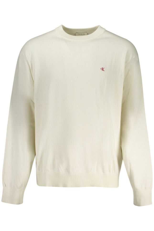 SEO. CALVIN KLEIN Herrenpullover weiß – Runde Halsausschnitt mit Logo-Stickerei - Weiß Linkreich