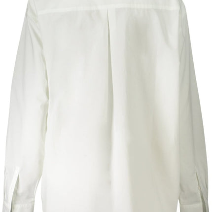 SEO. CALVIN KLEIN Langarmshirt Damen Weiss – Italienischer Kragen aus 100% Baumwolle - Weiß Linkreich