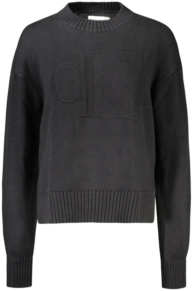 SEO. CALVIN KLEIN Schwarzer Pullover Damen – Stehkragen mit Logo-Stickerei | soulluna - Schwarz Linkreich