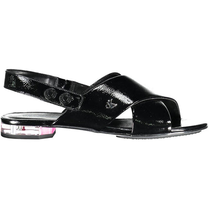 CALVIN KLEIN Damen Sandale Schwarz – Flache Sommersandale mit Logo | soulluna.de