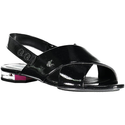 CALVIN KLEIN Damen Sandale Schwarz – Flache Sommersandale mit Logo | soulluna.de