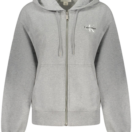 Calvin Klein Damen-Sweatshirt mit Reißverschluss – Graues Kapuzen-Sweatshirt aus Bio-Baumwolle