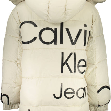 CALVIN KLEIN Herrenjacke beige – Recycelter Polyester mit Kapuze für Herbst/Winter