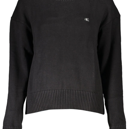CALVIN KLEIN Pullover Damen – Schwarzer Rundhals-Pullover aus Bio-Baumwolle