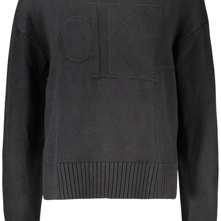 CALVIN KLEIN Schwarzer Pullover Damen – Stehkragen mit Logo-Stickerei | soulluna