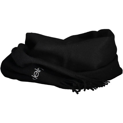 CALVIN KLEIN Schal Herren – Schwarzer Woll-Mix Schal mit Logo-Stickerei