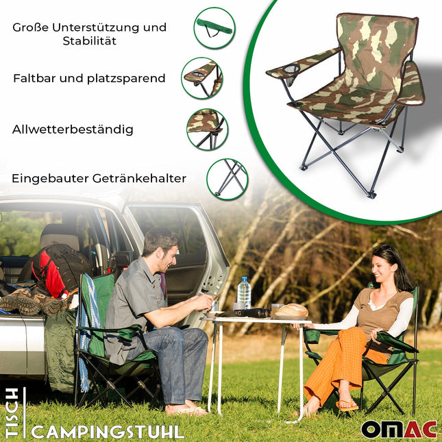 Campingstuhl Klappstuhl Gartenstuhl Anglerstuhl Picknick BBQ Tarnung Gemustert