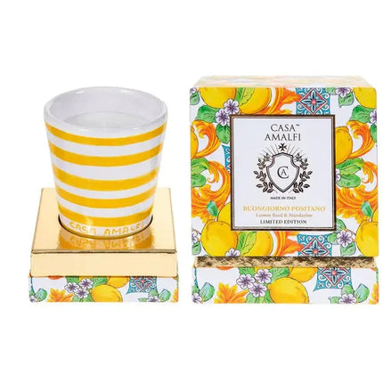 CASA AMALFI BUONGIORNO POSITANO HAND PAINTED CANDLE - Lemon Basil & Mandarin